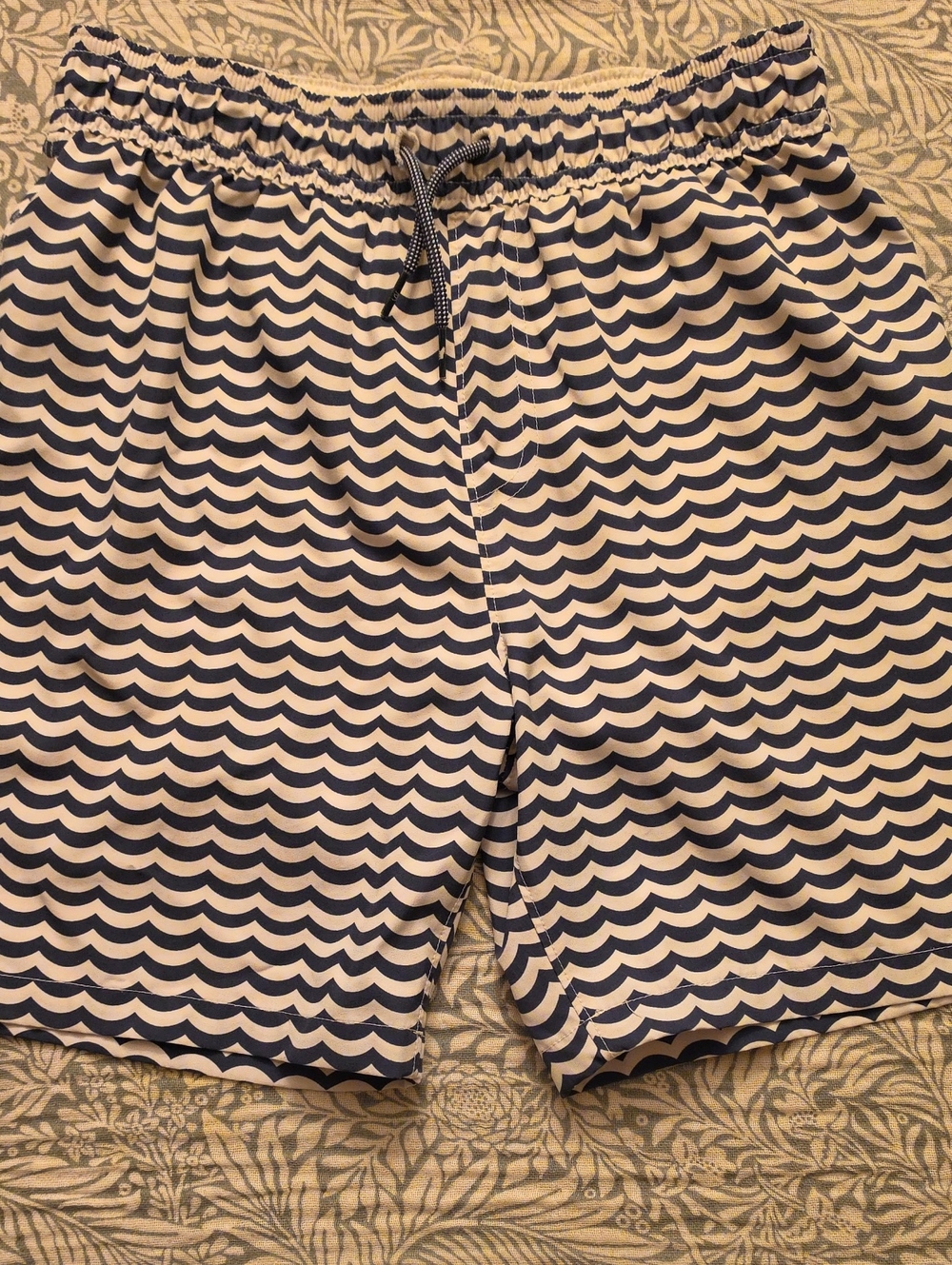 abercrombie kids Navy and White Wave-Print Swim Shorts